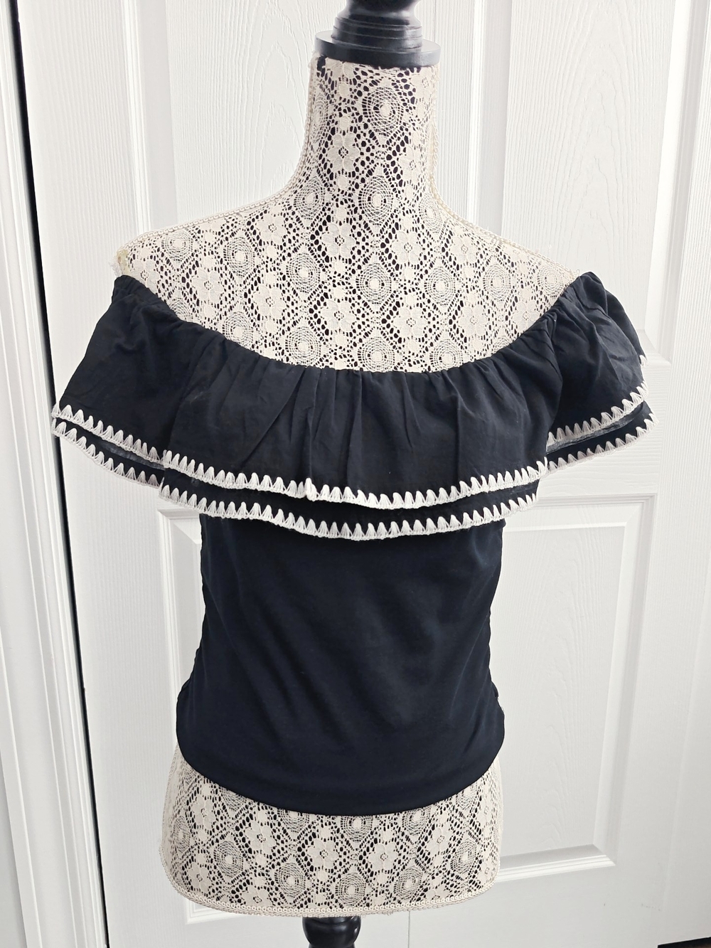 JCrew Off-the-shoulder ruffle top in stretch cotton blend